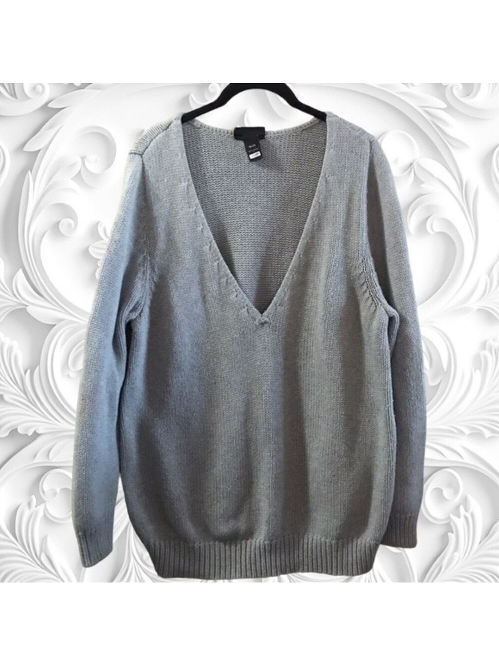 Lane Bryant Grey Deep V-Neck Sweater Size 18/20